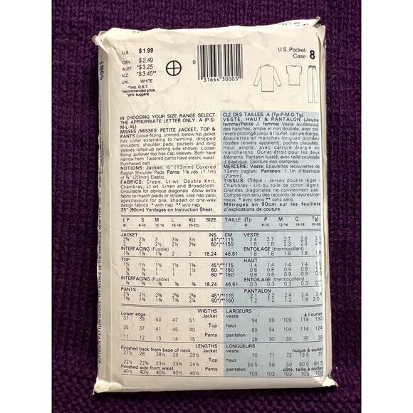 Butterick Sewing pattern 5981 suit open front blazer pants size xs s m - Picture 3 of 8